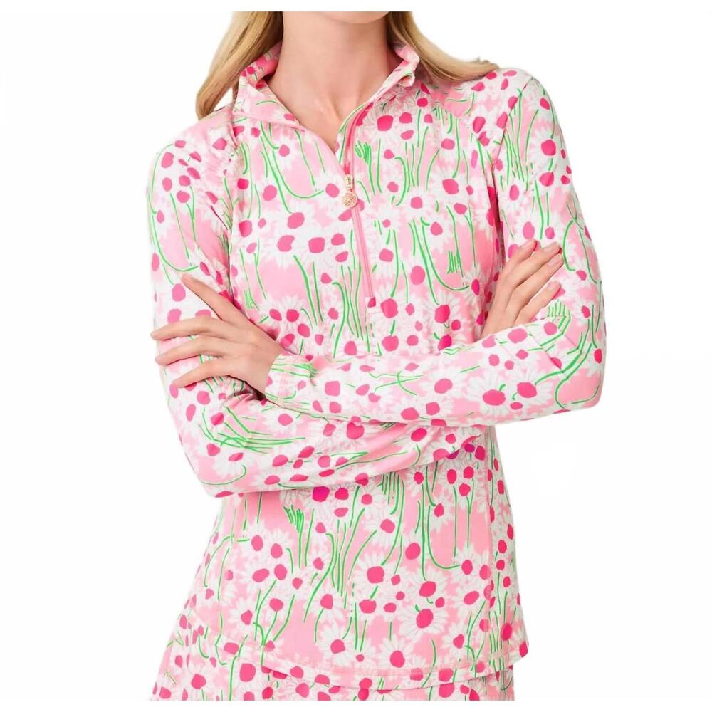 NEW LILLY PULITZER upf 50+ luxletic justine pullover sweatshirt in conch shell p
